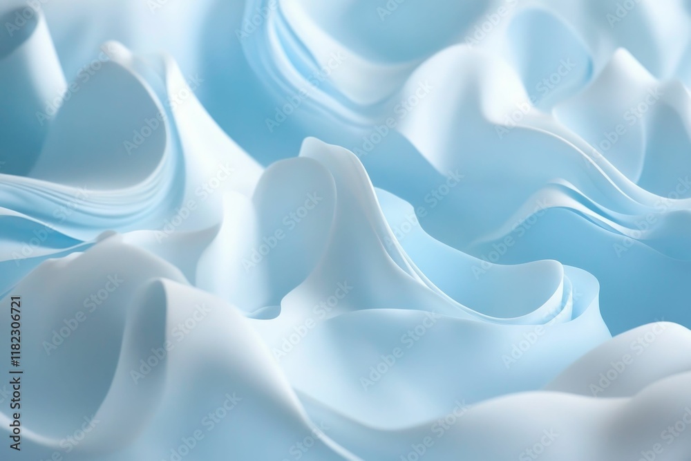 Obraz premium Abstract light-blue flowing fabric, smooth curves.