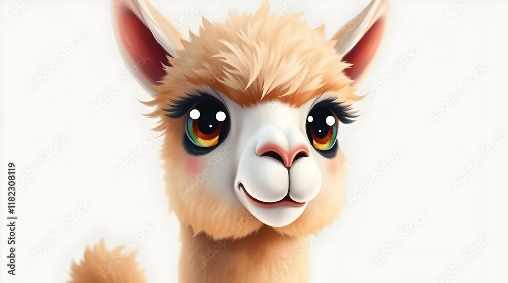 Fototapeta premium creative and adorable alpaca character isolated on light backdrop for branding