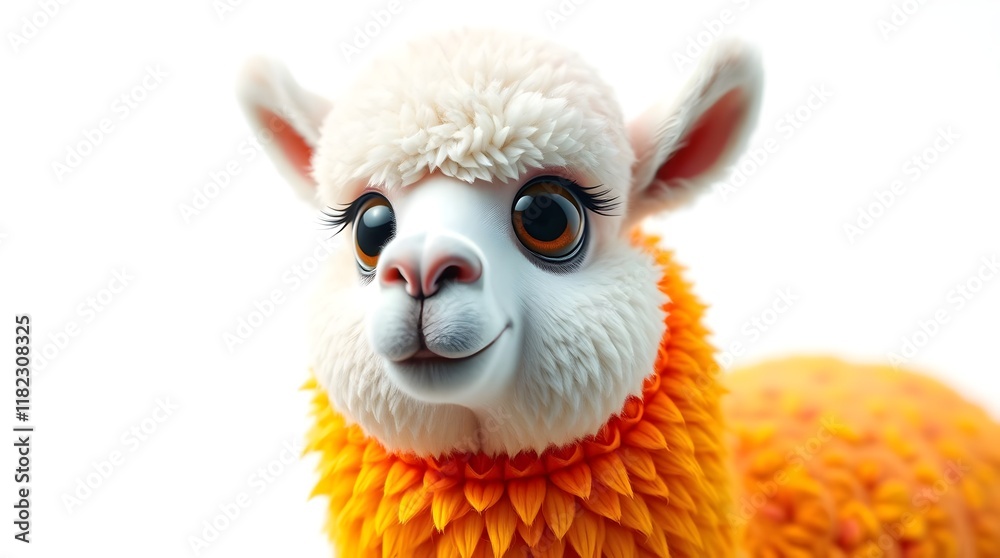 Fototapeta premium cute and bright alpaca isolated on simple background for branding projects