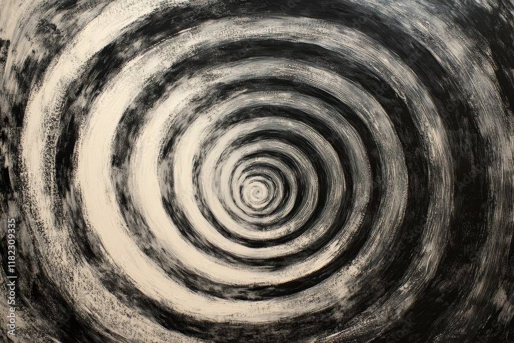 Naklejka premium Abstract swirling black and off-white painted artwork.