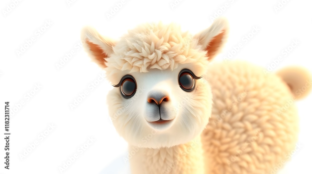 Obraz premium one cute colorful alpaca illustration perfect for creative presentations and text