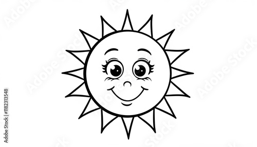Cheerful Sun with Smiling Face Against White Background