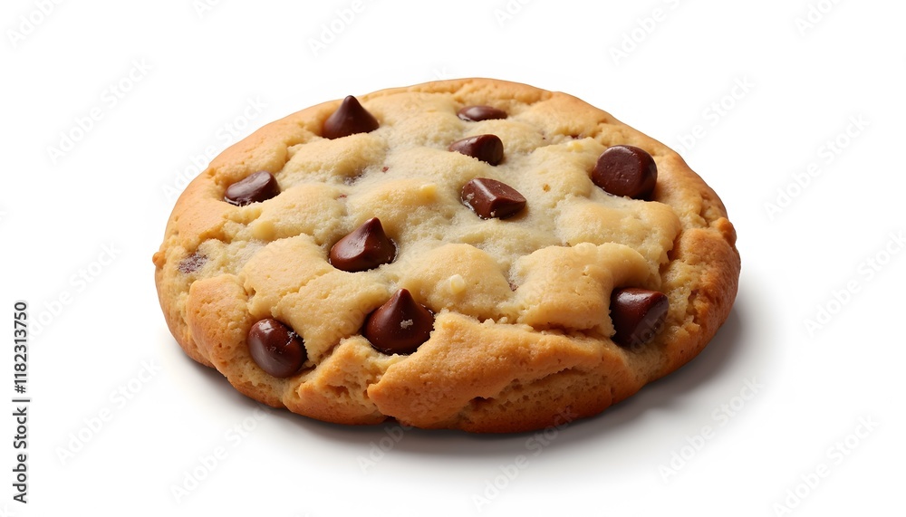 Homestyle Golden Brown Chocolate Chip Cookie Isolated On Clean White Background Homestyle Golden Brown Chocolate Chip Cookie Isolated On Clean White Background