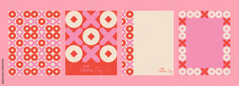 Geometric Happy valentine day background. Trendy simple modern greeting cards. lovely social media posters in pink red colors. February 14.
Geometric Happy valentine day background. Trendy simple modern greeting cards. lovely social media posters in pink red colors. February 14.