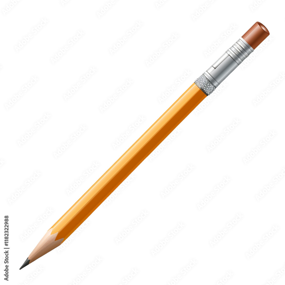 A sharp pencil with rubber isolated on white A sharp pencil with rubber isolated on white