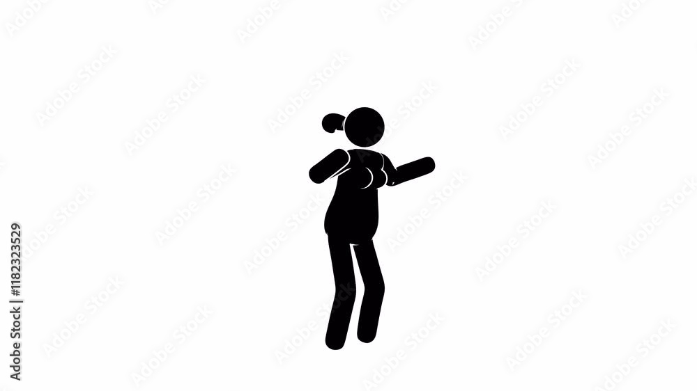 Pictogram Woman doing burpees. Stickman aerobic workout. Looping animation with alpha channel. Pictogram Woman doing burpees. Stickman aerobic workout. Looping animation with alpha channel.