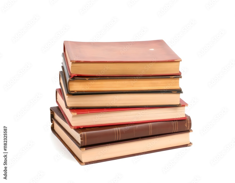 Stack of Dusty Hardcover Books with Cracked Spines Stack of Dusty Hardcover Books with Cracked Spines