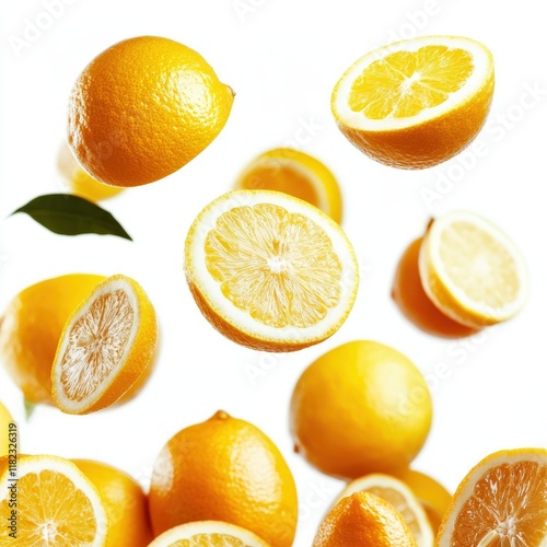 Wallpaper Mural Juicy Lemons Falling Fresh Citrus Fruit Slices Food Photography Torontodigital.ca