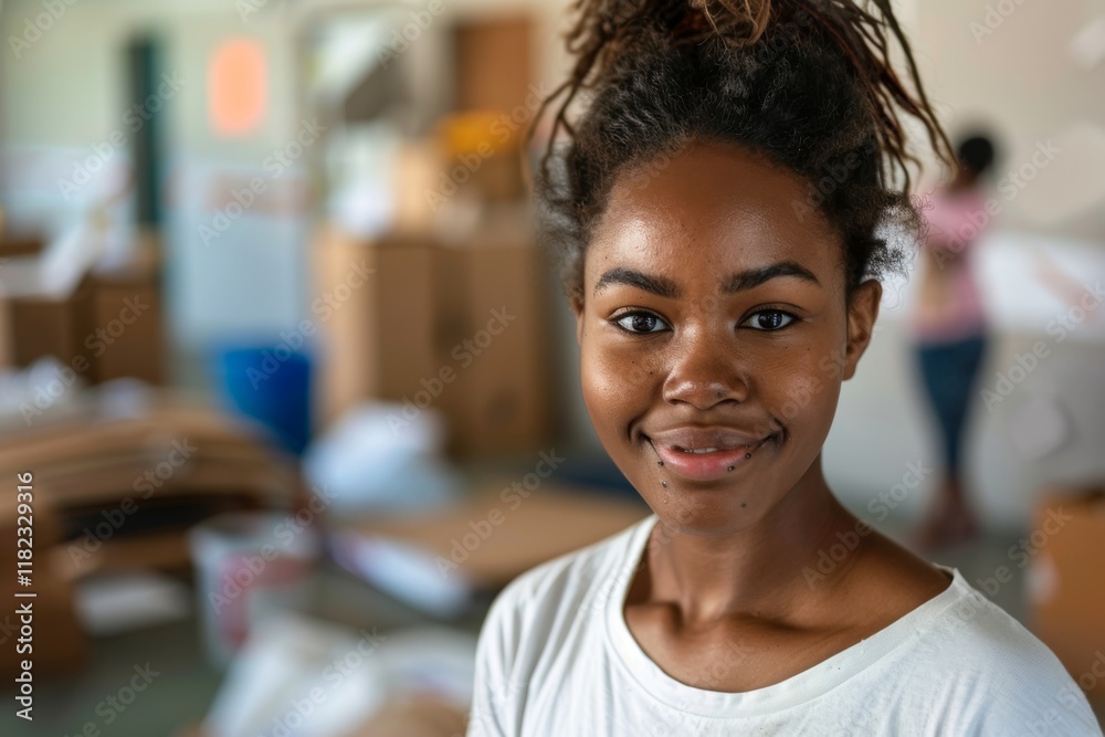 Obraz premium Portrait of a young African American female volunteer at community center