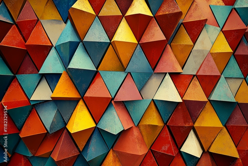 Fototapeta premium Colorful textured triangular geometric pattern.