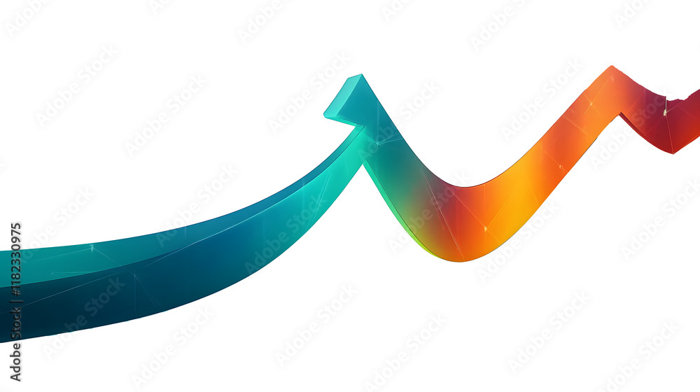Curved graph with arrow moving up Curved graph with arrow moving up
