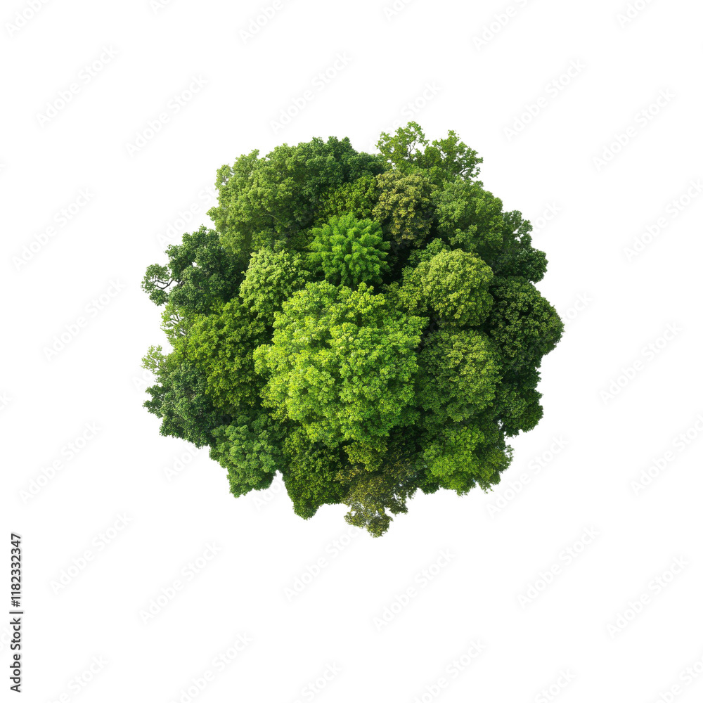 Lush Green Trees Nature Scene Transparent Background Aerial View Vibrant Ecosystem
