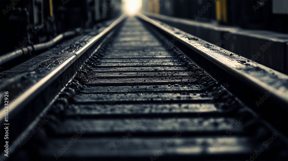 A train track with a dark grey color A train track with a dark grey color