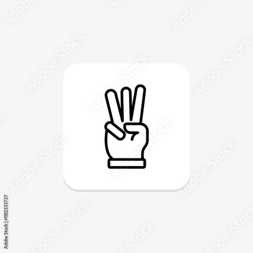 Three Finger line icon , vector, pixel perfect, illustrator file photo