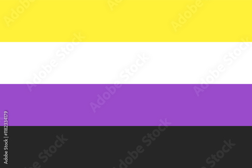 NON BINARY Flag. Pride Flag. LGBTQ+. Pride Parade. Multicolored LGBTQIA linear flag.