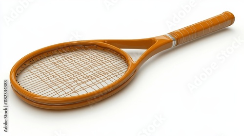 A classic orange tennis racket perfect for vintage or sporty designs. Ideal for posters, logos, or illustrations related to tennis, sports, or competition. photo