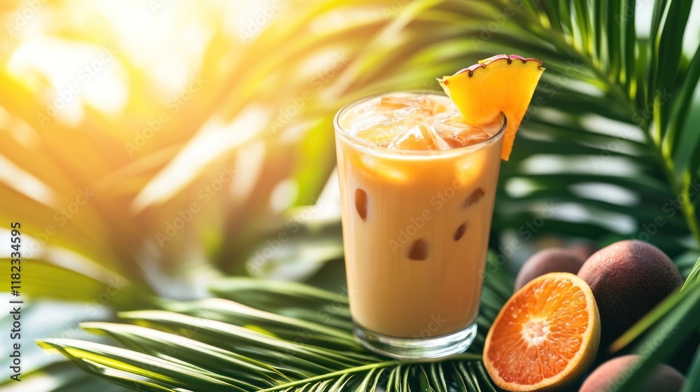 Refreshing Tropical Iced Drink with Pineapple and Orange