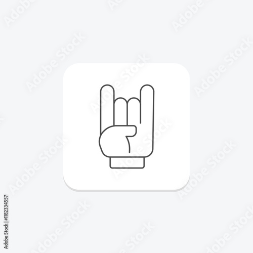 Devil Horns Hand thinline icon , vector, pixel perfect, illustrator file