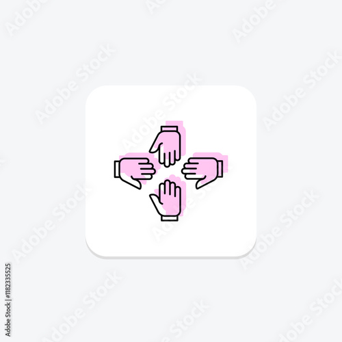 Team Hand color shadow thinline icon , vector, pixel perfect, illustrator file photo