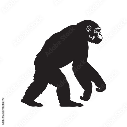 Orangutan silhouette vector art  illustrtion black color design and solid white background 