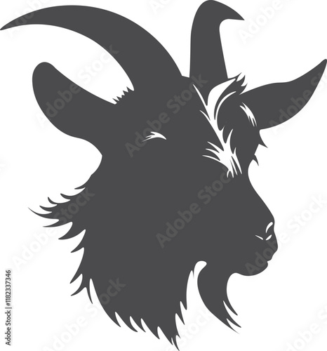 Ram goat horn capricorn zodiac sign silhouette vector illustration