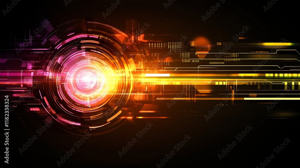 Abstract Technology Background: Orange and Pink Futuristic Design Abstract Technology Background: Orange and Pink Futuristic Design