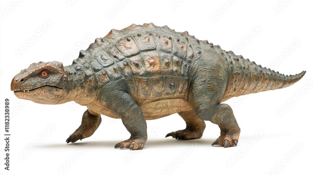 Obraz premium A detailed model of a prehistoric reptile, showcasing its features and textures.