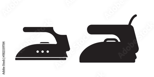 Two simple black and white household iron icons