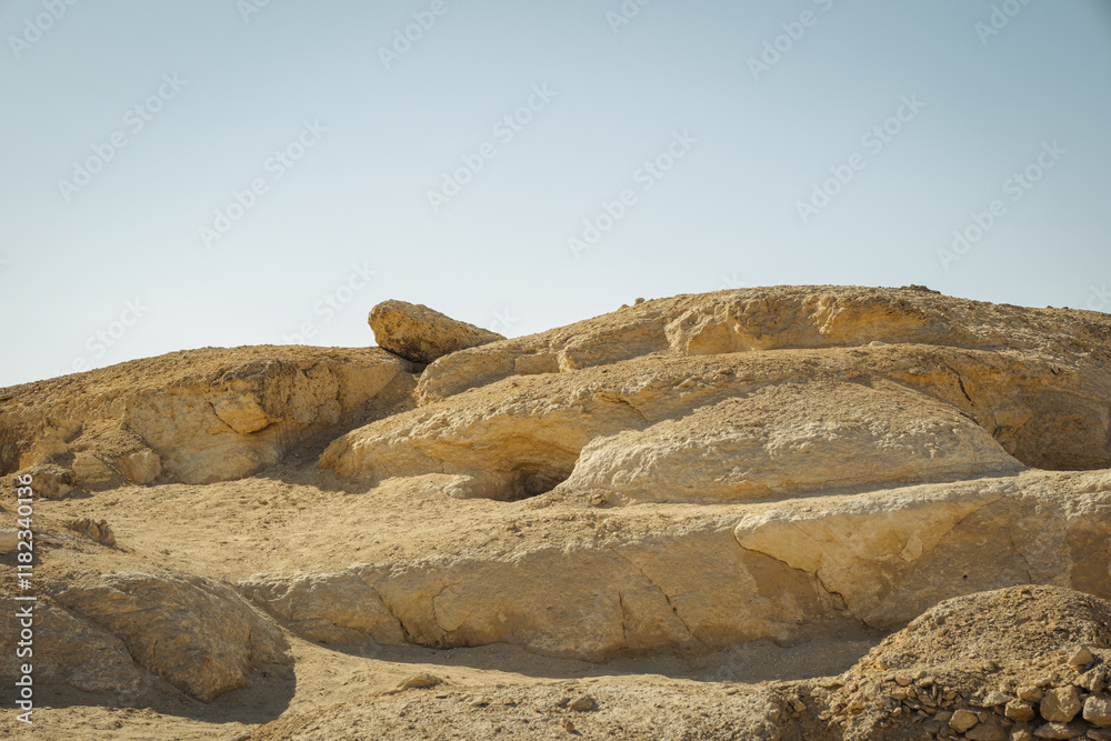 Yellow sand dunes in the desert Sahara in Egypt Yellow sand dunes in the desert Sahara in Egypt