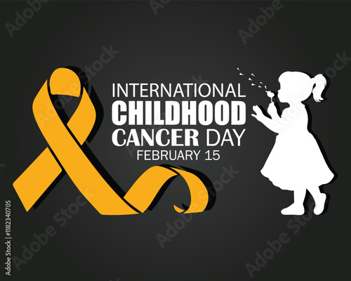 International Childhood Cancer day (ICCD) is observed every year on February 15, to raise awareness, and to express support for children and adolescents with cancer. Vector illustration