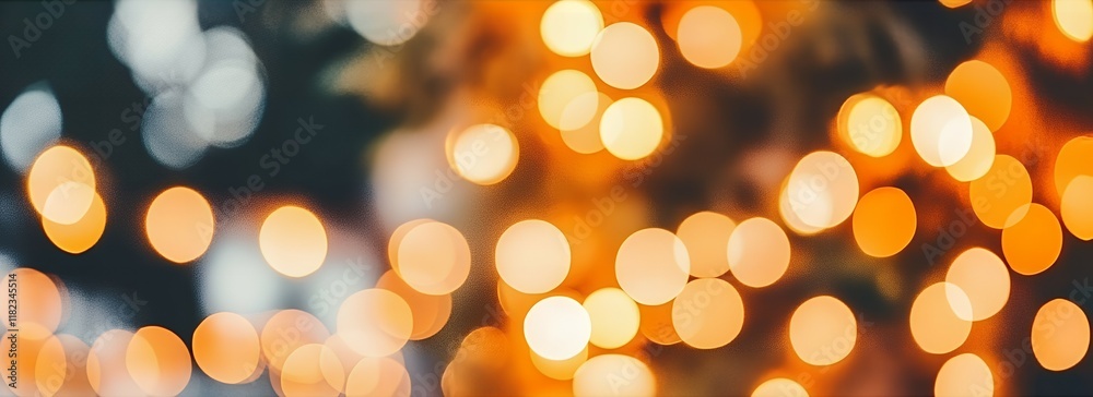 Fototapeta premium Warm Golden Bokeh Lights Background Festive Abstract Blurred Illumination