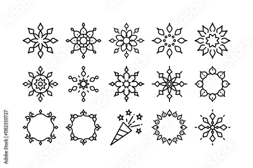 WebBlack Silhouette Mandala Icon Set Vector Illustration