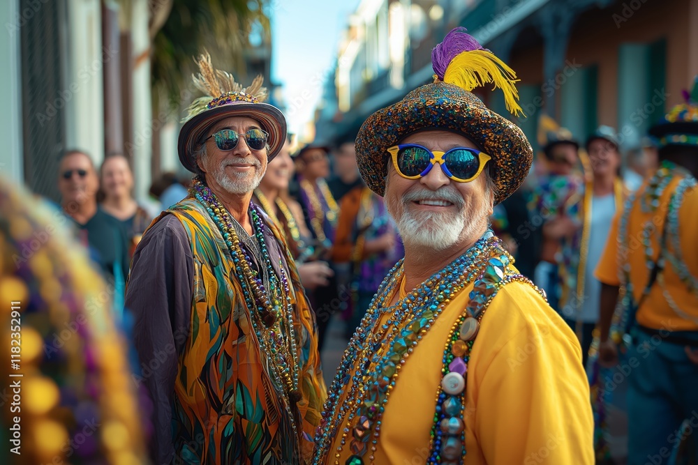 Fototapeta premium Friends Having Fun at Mardi Gras Parade