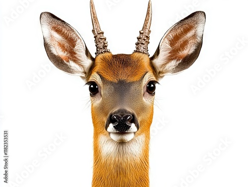 A close up of a deer's head with antlers on it's head photo