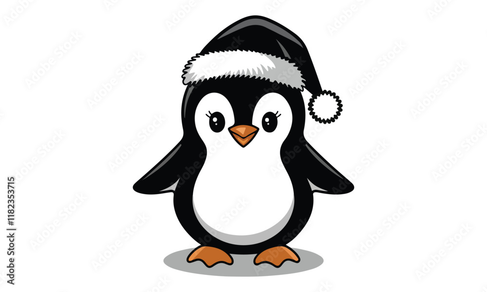 Obraz premium Illustration Vector Graphic Cartoon of a Mini Penguin Taking a Stroll, Featuring Intricate Details on Its Smooth Feathers, Tiny Flippers, and Cheerful Expression.