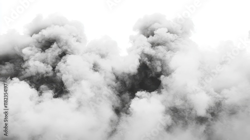 Billowing gray and white smoke creates an abstract ethereal atmosphere. Ideal for backgrounds overlays or dramatic visual effects.