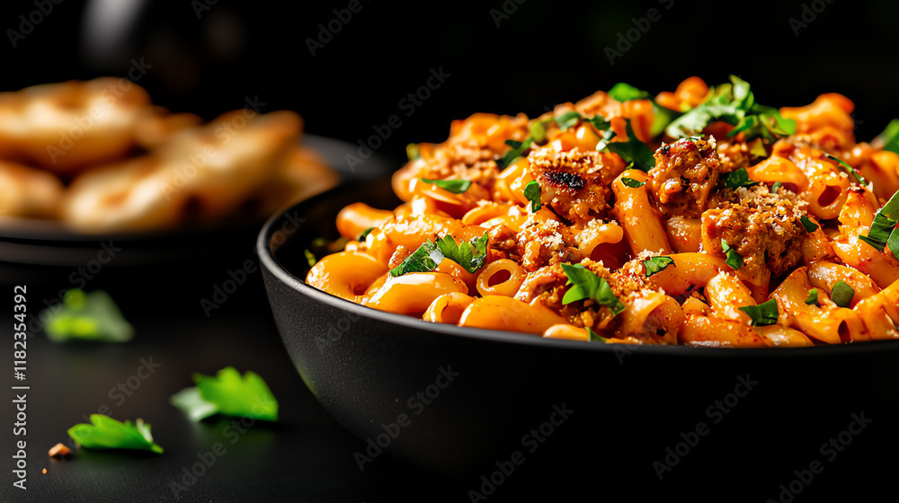 f0b Tikka masala mac and cheese with creamy spiced sauce and naan crumbles