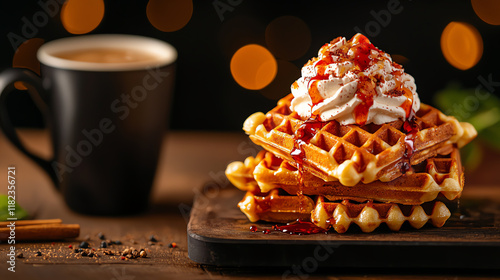 f1b0 , Churro waffles, MexicanAmerican brunch fusion photo