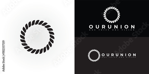 A modern minimalist logo design is perfect for social movements logo. It features a simple geometric shape of the letter O with a black-and-white color combination and can be used on various media.