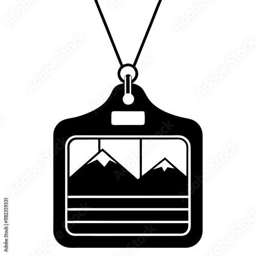 Ski lift pass holder silhouette vector illustration