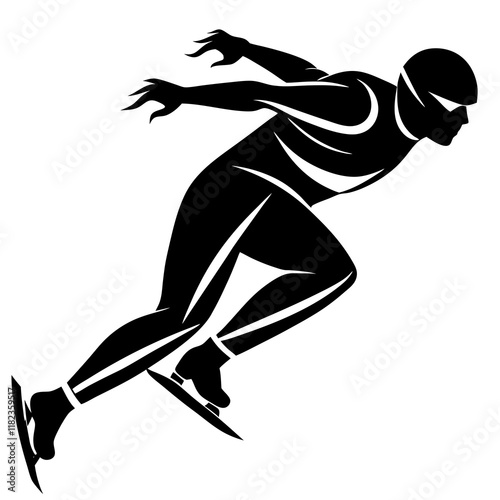 Speed skating blade silhouette vector illustration