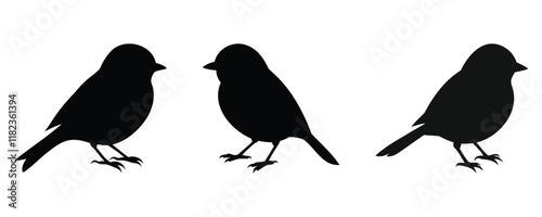 Here are 40 keywords for the title "Chickadee Silhouette Set Vector Design