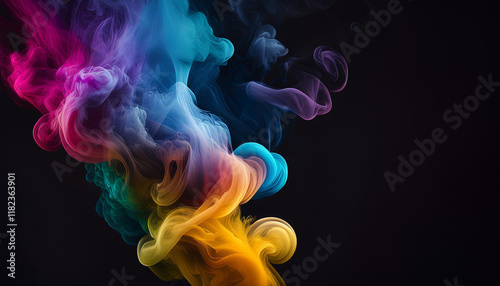 colourful smoke near up on a black history