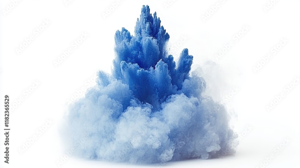 Fototapeta premium A vibrant blue powder explosion creating a dynamic cloud formation. Ideal for showcasing energy, creativity, or impact in designs.