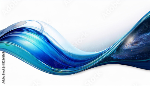  cosmic glass wave in white background banner