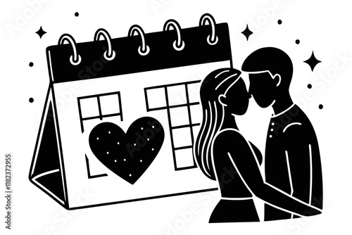 Love Calendar Illustration - Romantic Relationships and Special Dates Concept Art photo