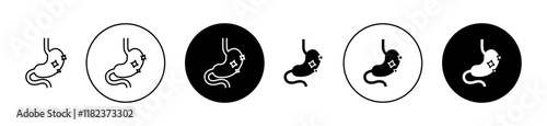 Aids nutrient absorption icons set in black filled and outlined style