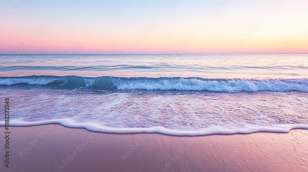 Serene Pastel Sunset Beach Wave Ocean Scene Serene Pastel Sunset Beach Wave Ocean Scene