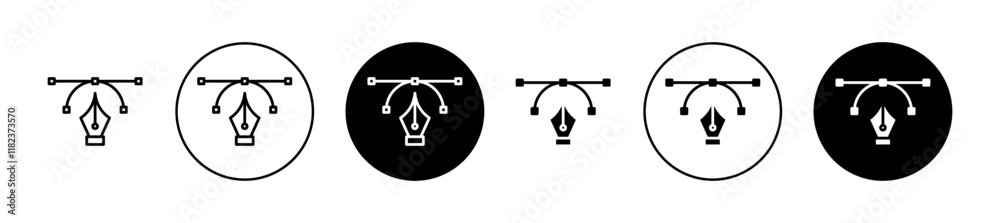 Bezier icons set in black filled and outlined style