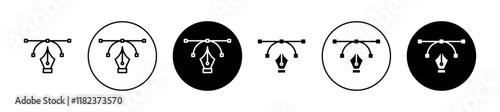 Bezier icons set in black filled and outlined style